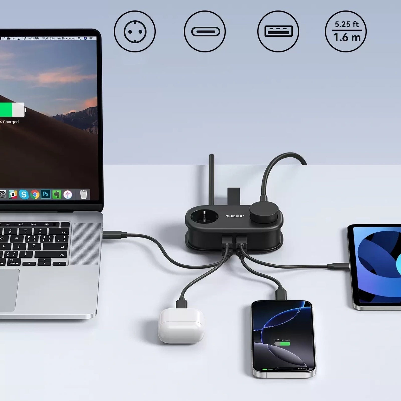Power Supply Enclosures – Power strip 6in1 AC USB-A USB-C - Carlat