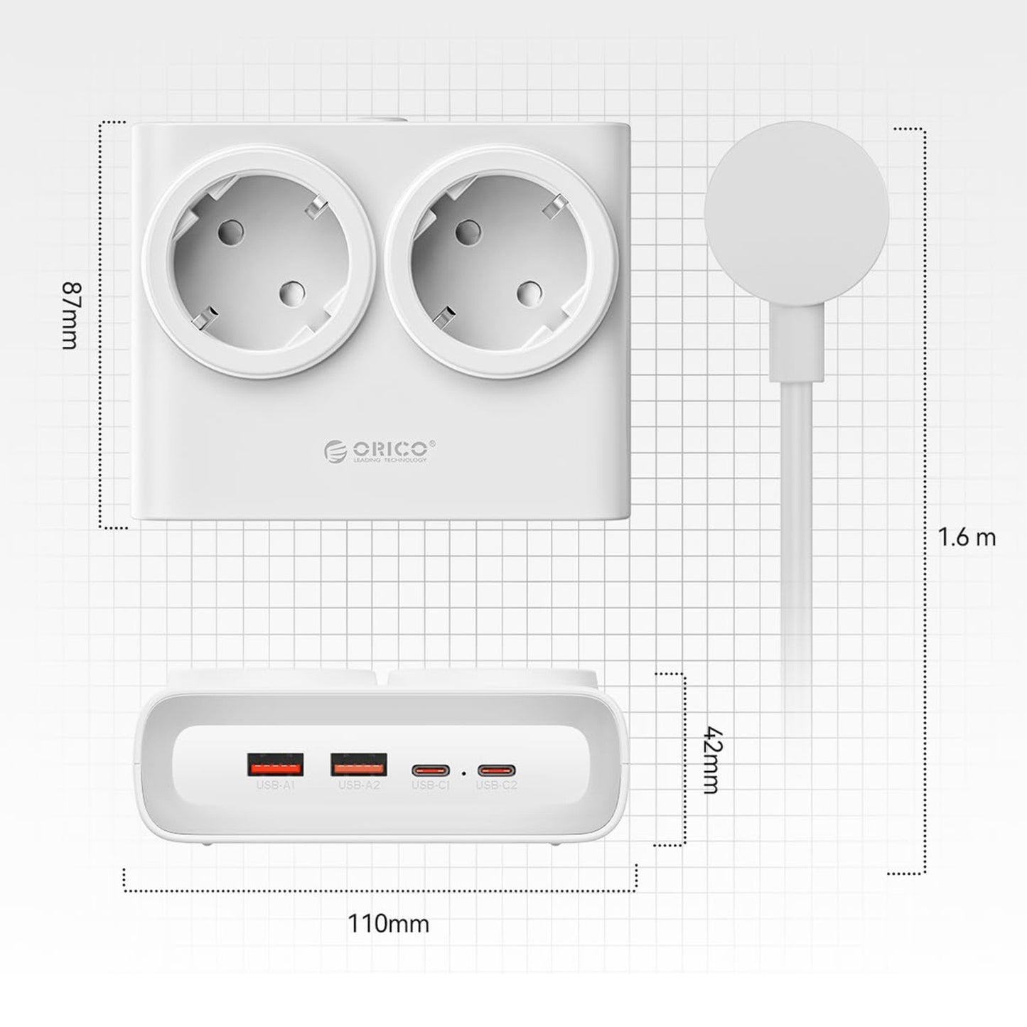 Power Supply Enclosures – Power strip 6in1 AC USB-A USB-C - Carlat