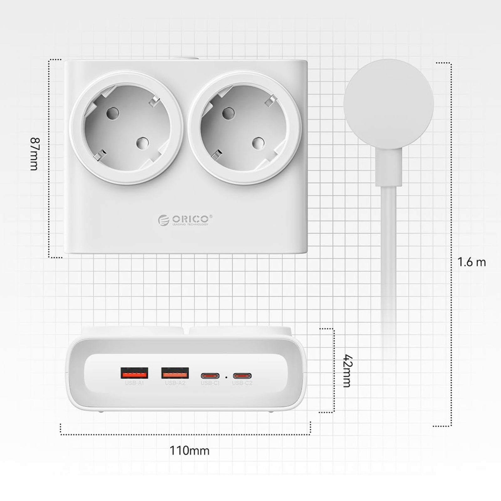 Power Supply Enclosures – Power strip 6in1 AC USB-A USB-C - Carlat