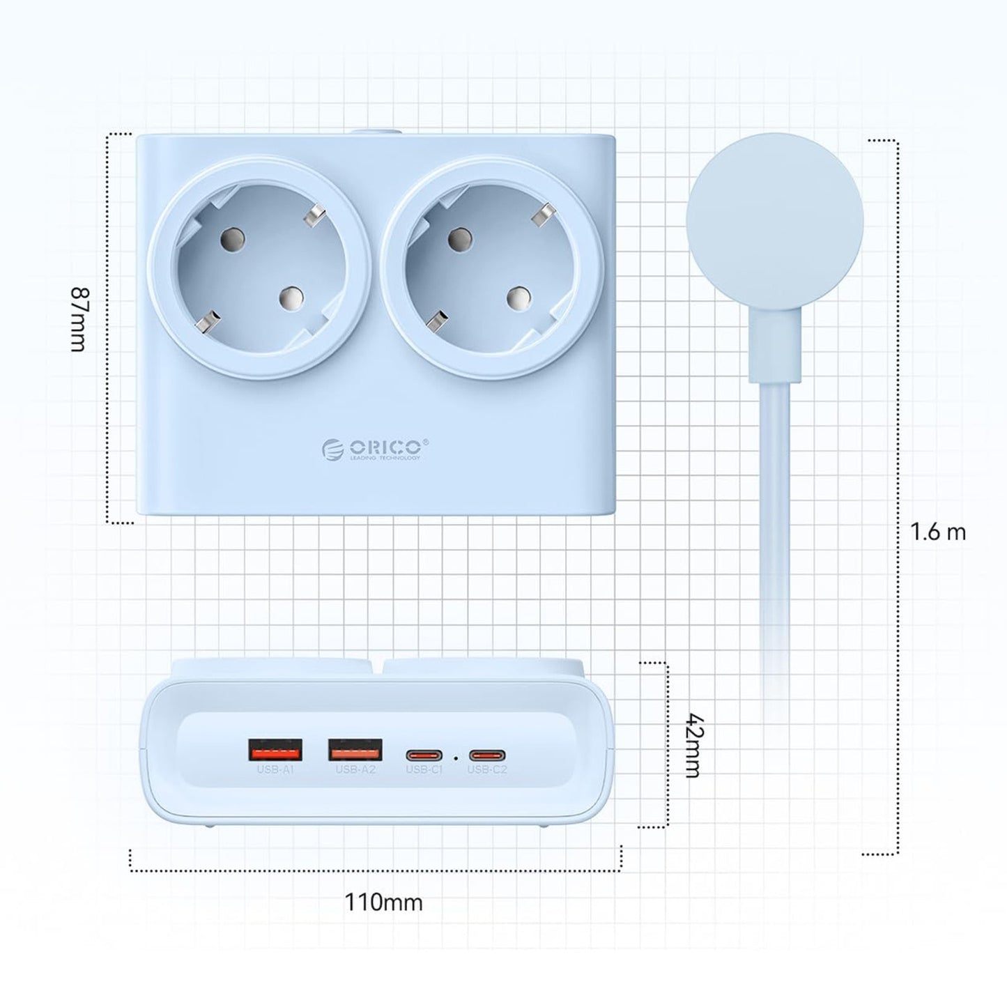Power Supply Enclosures – Power strip 6in1 AC USB-A USB-C - Carlat