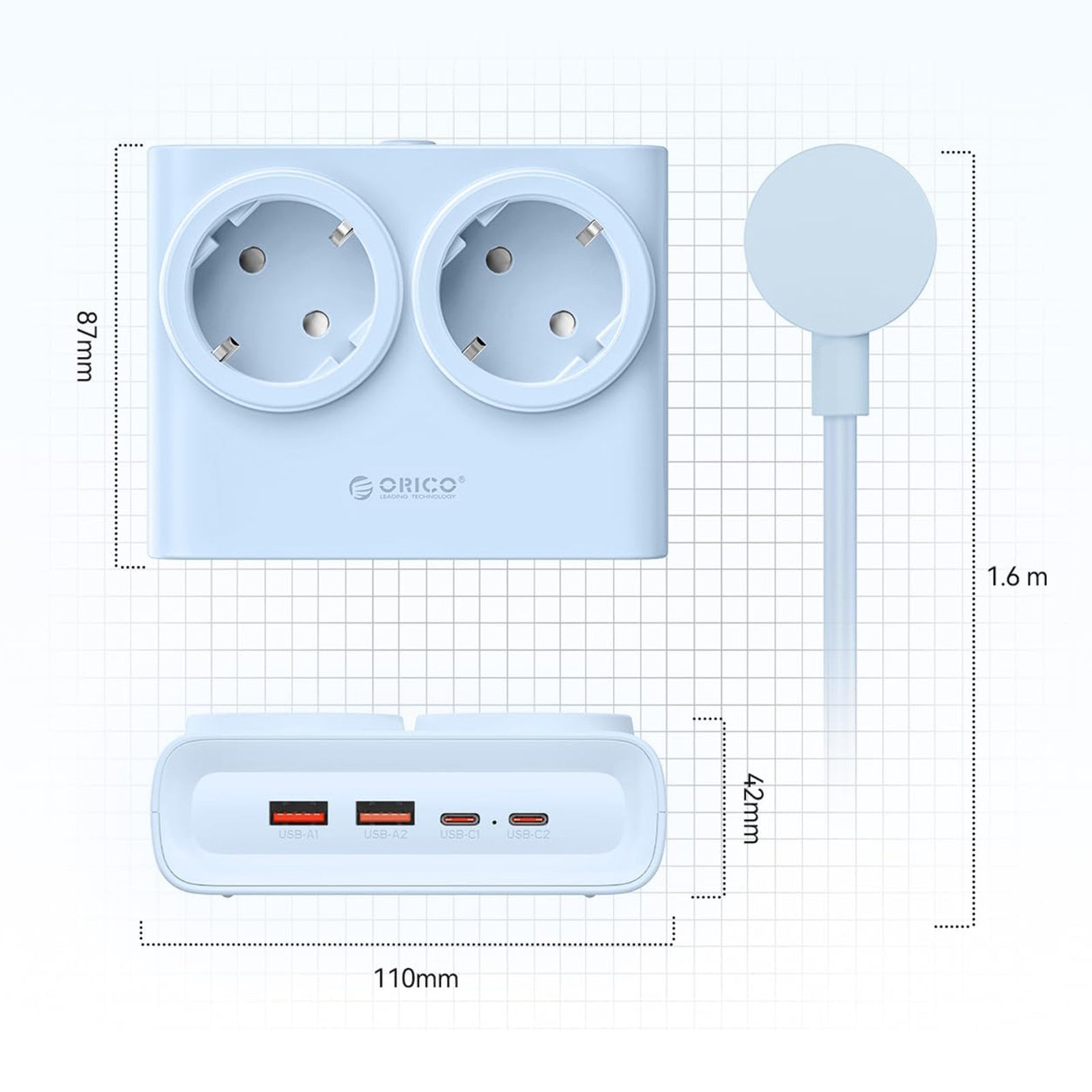 Power Supply Enclosures – Power strip 6in1 AC USB-A USB-C - Carlat