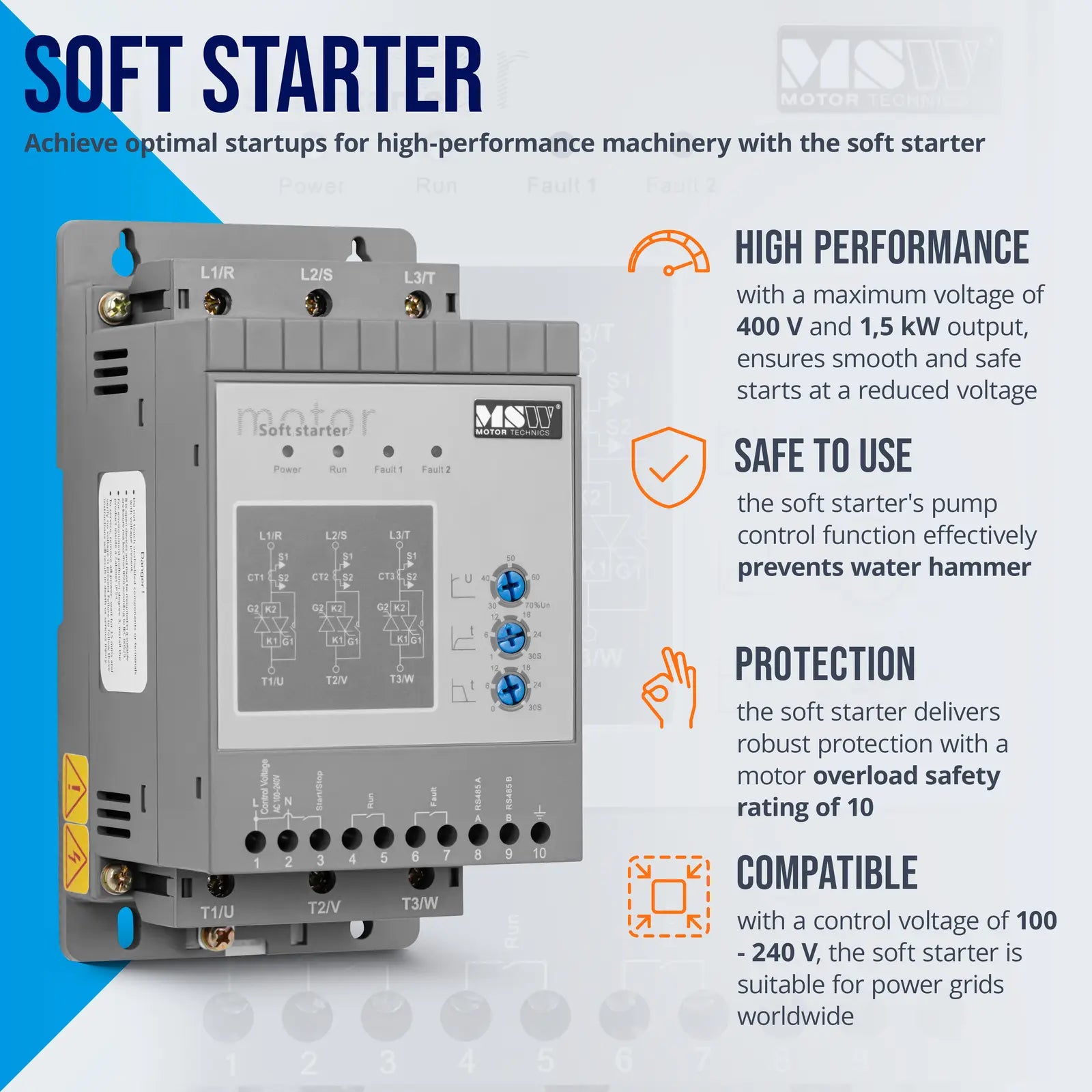 Power Supply Enclosures – Soft starter for soft starting of - Carlat