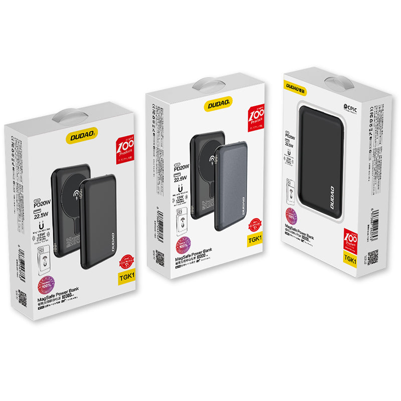 Powerbank 10000mAh TGK1 with MagSafe 15W wireless charger black - Carlat