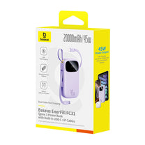 Powerbank 20000mAh 45W with display with USB-C Lightning cables EnerFill FC31 - purple - Carlat