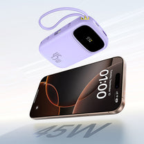Powerbank 20000mAh 45W with display with USB-C Lightning cables EnerFill FC31 - purple - Carlat