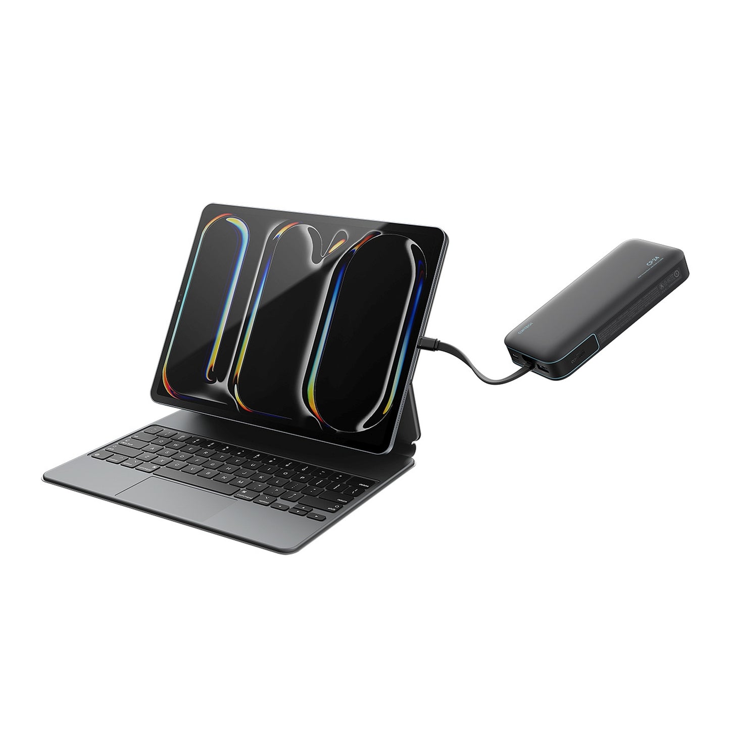 Powerbank 20000mAh USB-A USB-C with integrated 40W cable - gray - Carlat