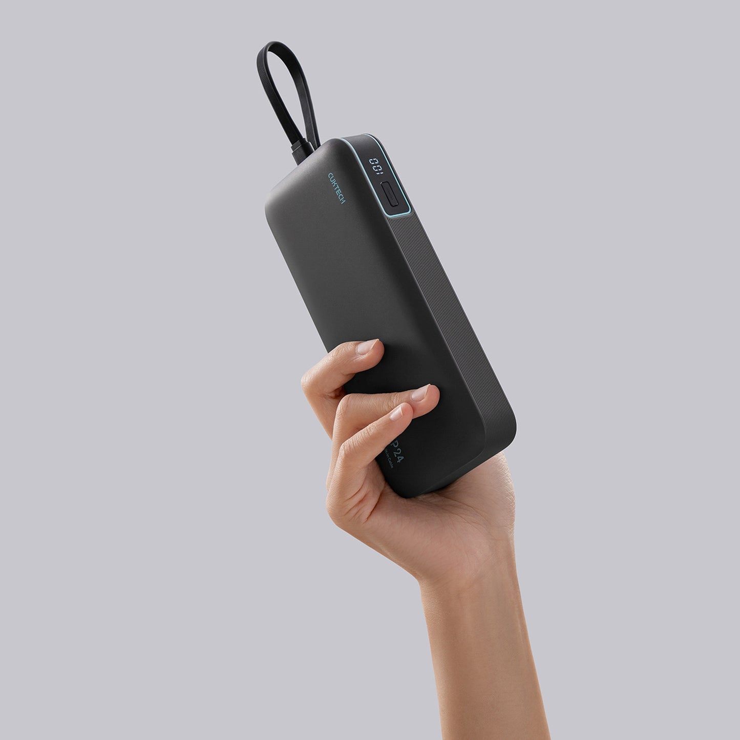 Powerbank 20000mAh USB-A USB-C with integrated 40W cable - gray - Carlat