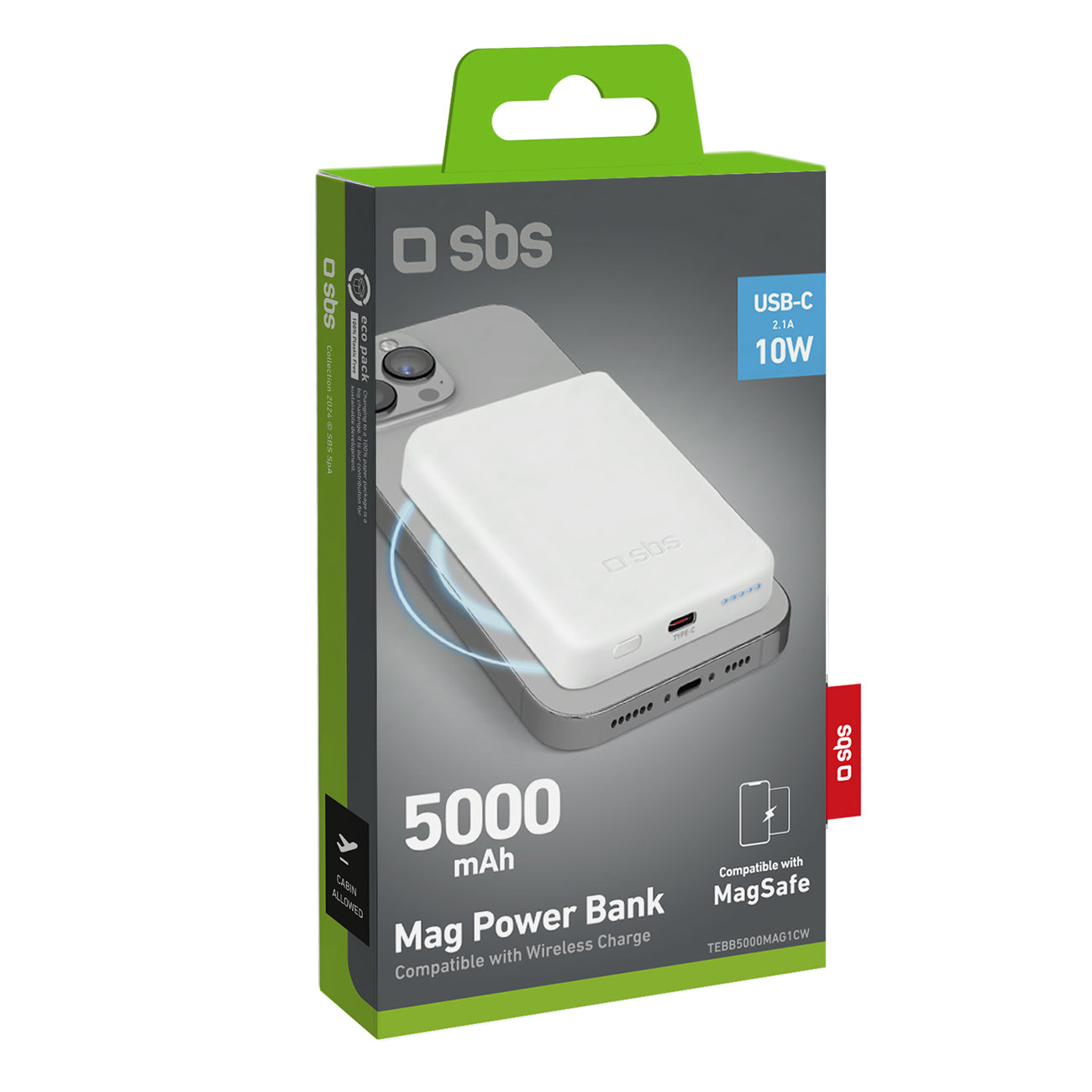 Powerbank 5000 mAh USB-C compatible with MagSafe - white - Carlat