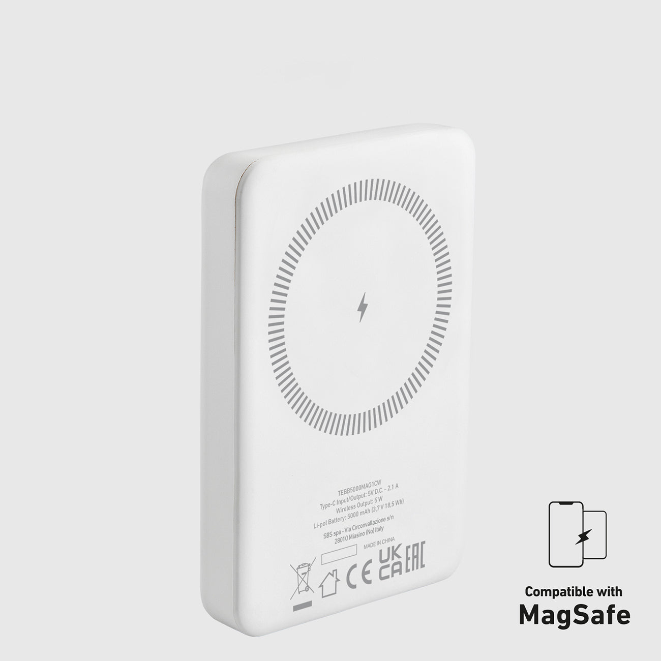 Powerbank 5000 mAh USB-C compatible with MagSafe - white - Carlat