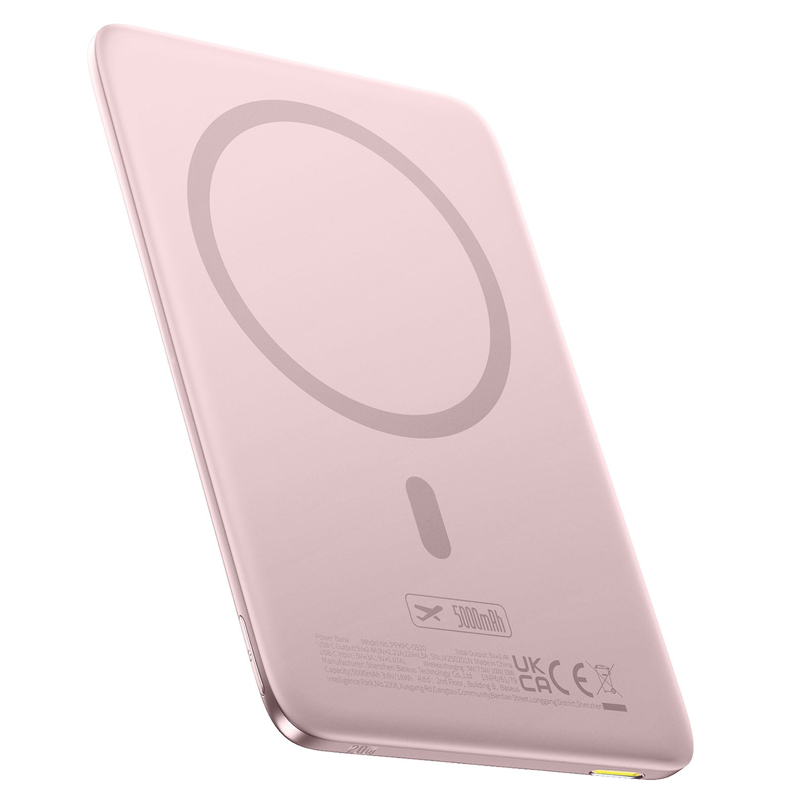 Powerbank 5000mAh 20W Ultra-Slim with USB-C MagSafe cable 60W 30cm - pink - Carlat