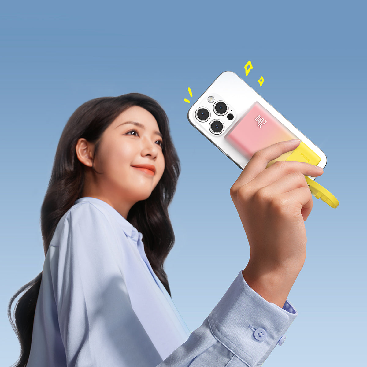 Powerbank Popsicle 5200mAh 20W with Lightning cable 60W/20V/3A/30cm - yellow-pink - Carlat