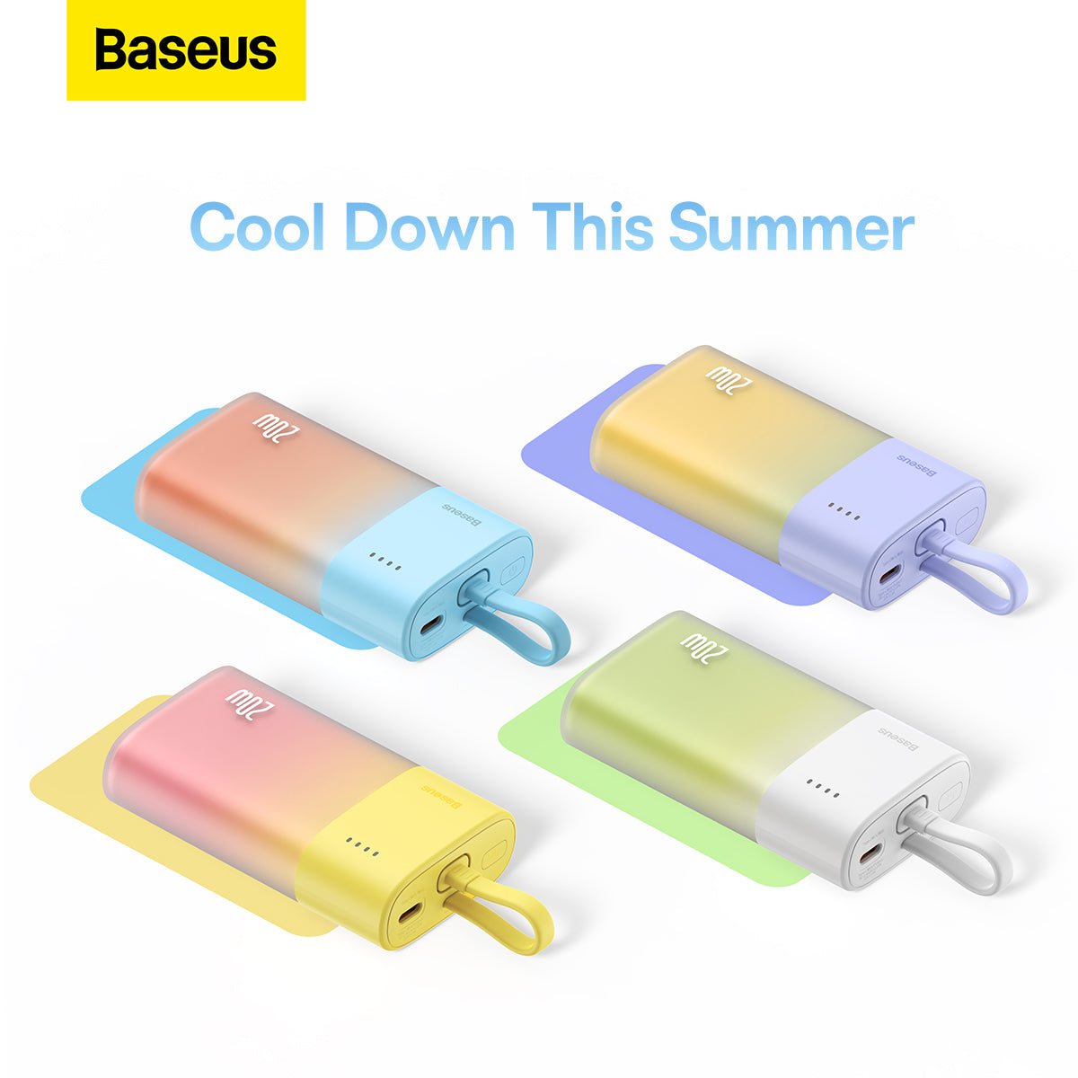 Powerbank Popsicle 5200mAh 20W with Lightning cable 60W/20V/3A/30cm - yellow-pink - Carlat