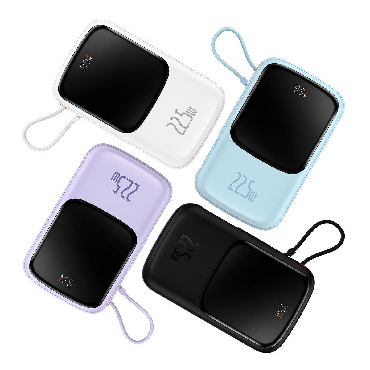 Powerbank with high-speed charging 10000mAh 22.5W QC-PD-SCP-FCP USB-C cable white - Carlat