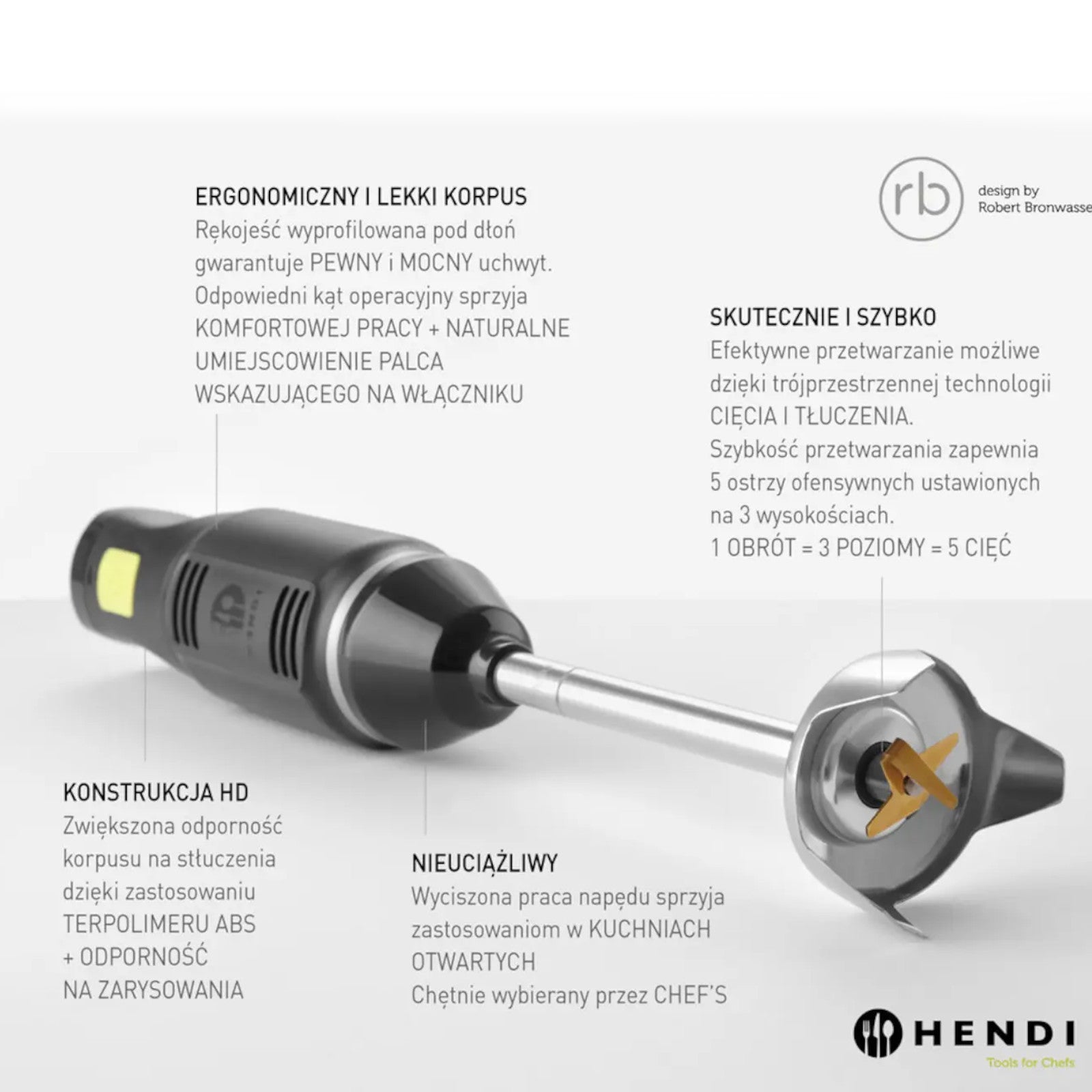 Powerful hand blender with speed adjustment 250W Hendi 222157 - Carlat