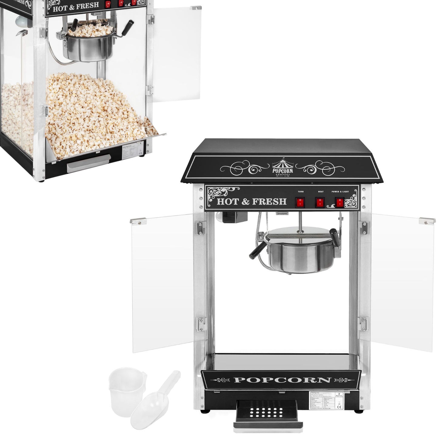 Professional high-performance popcorn machine 230V 1.6kW black - Carlat