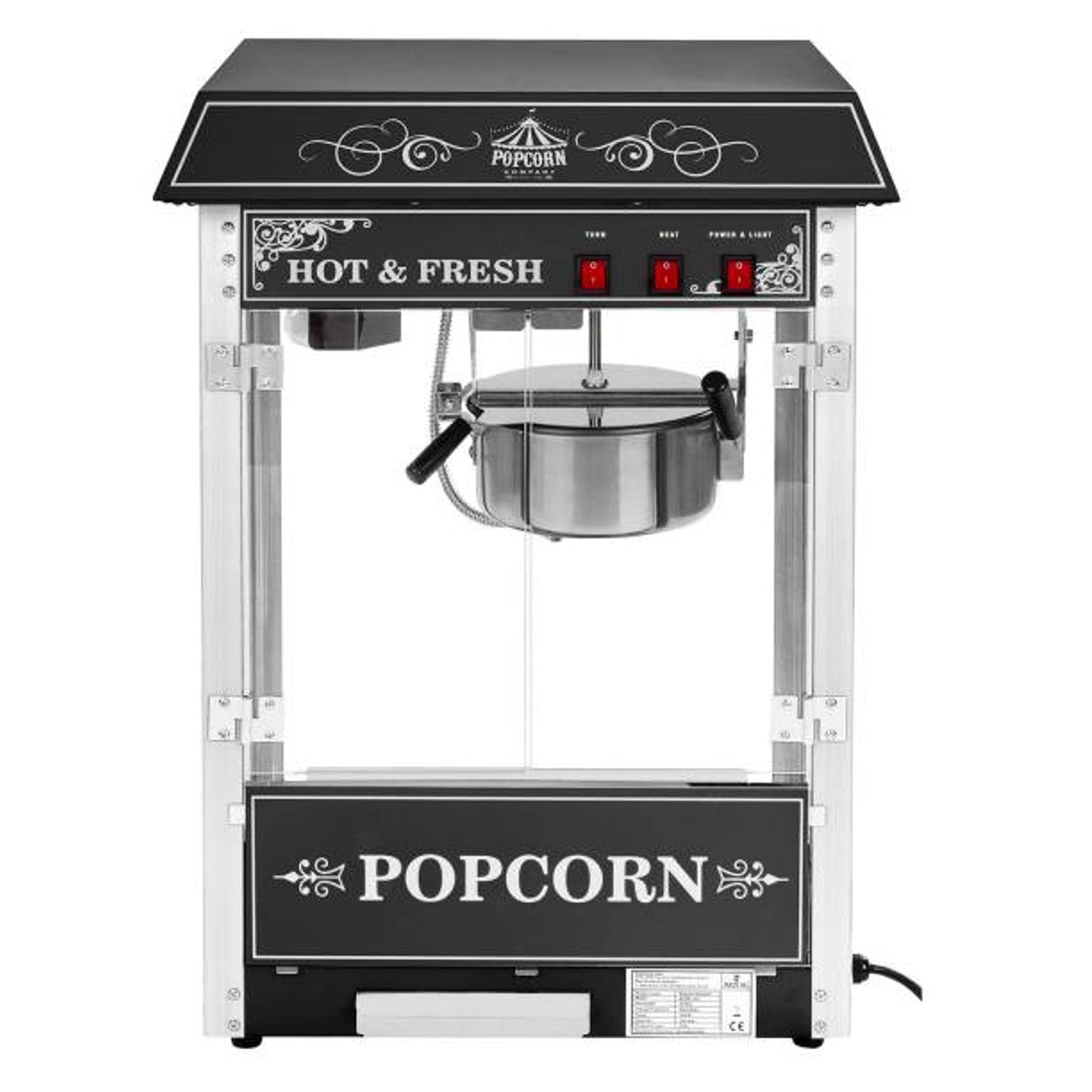 Professional high-performance popcorn machine 230V 1.6kW black - Carlat
