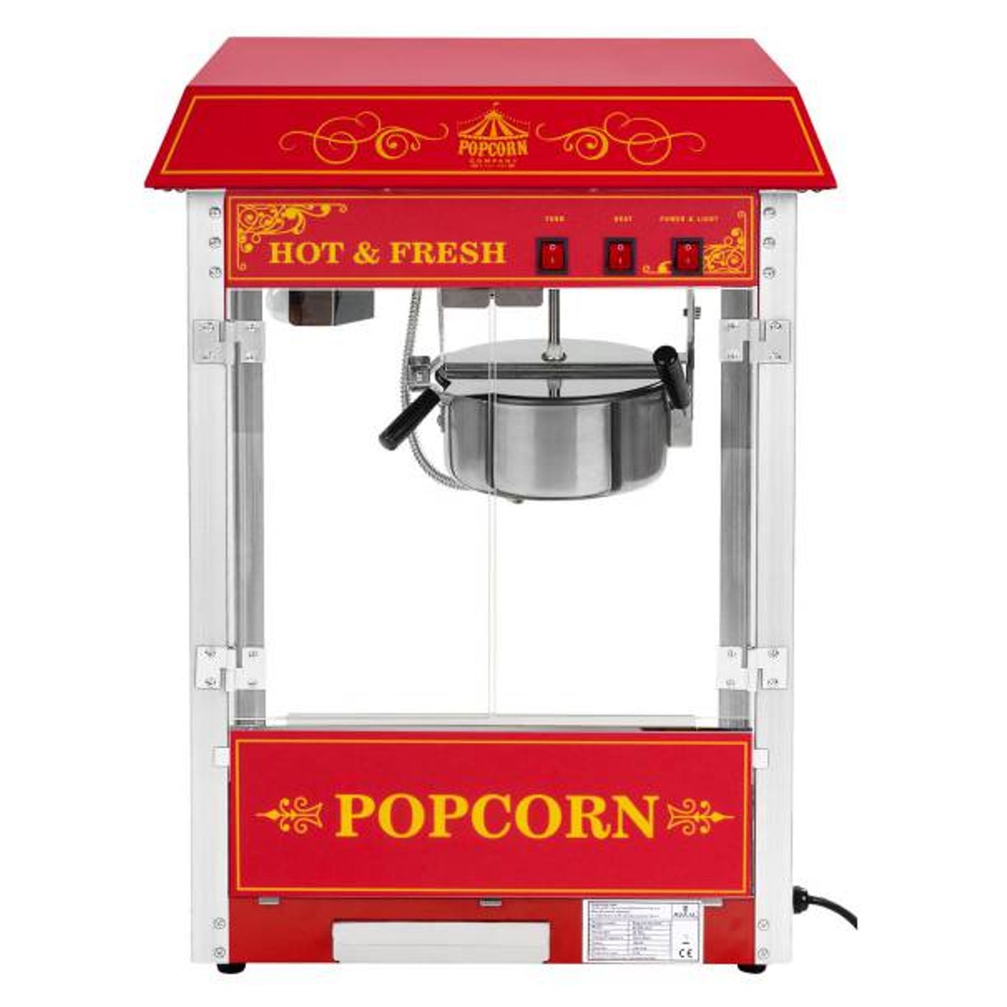 Professional powerful popcorn machine set 230V 1.6kW red - Carlat