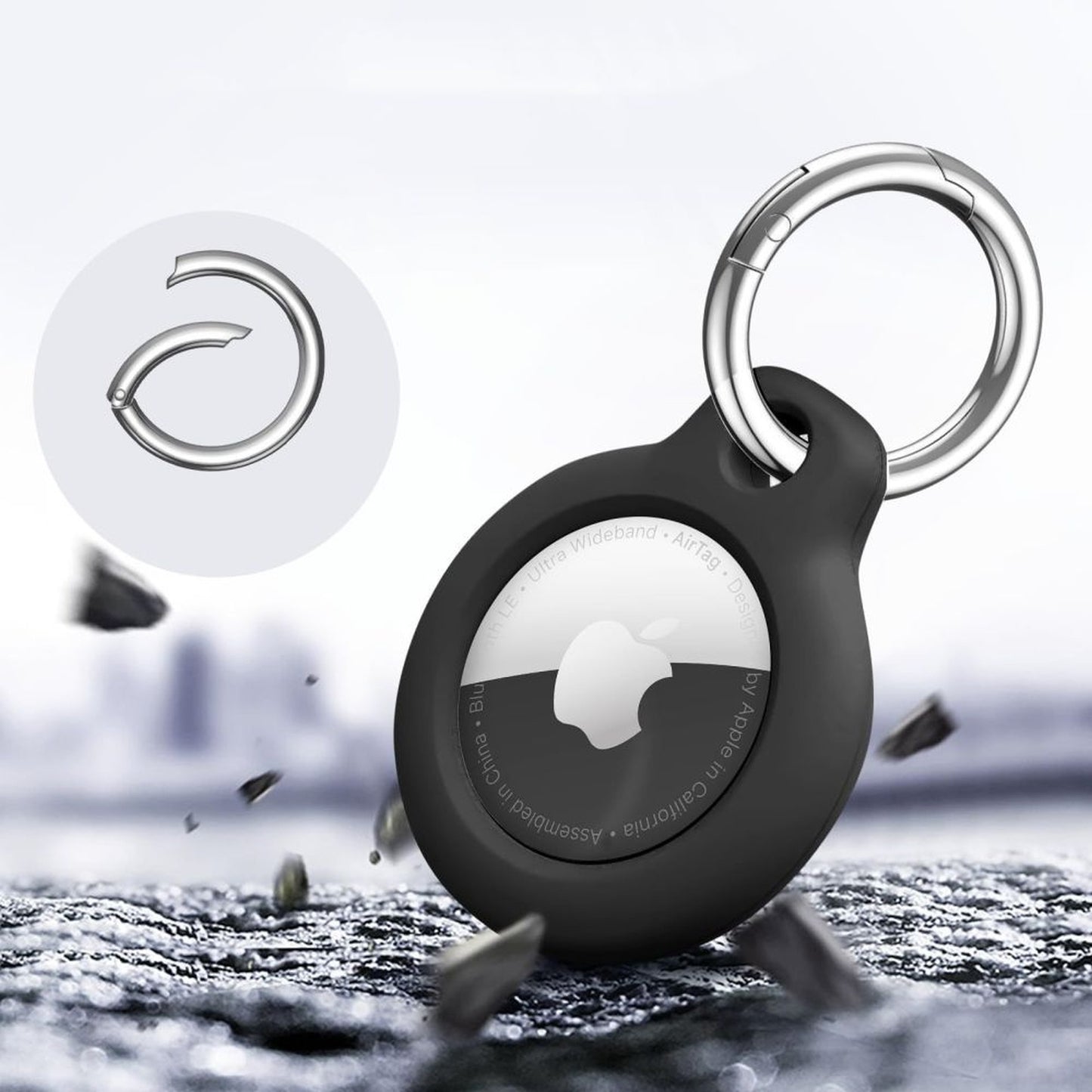 Protective case keychain for Apple AirTag 1 / 2 locator black - 4 pcs. - Carlat