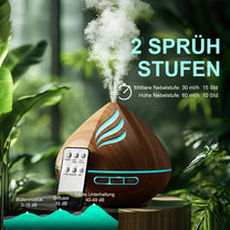 PureMist Aroma Diffuser 500 ml for Essential Oils: Ultrasonic Humidifier Bedroom with Remote Control - Air Freshener with 14-Colour LED and 4 Timers - Carlat
