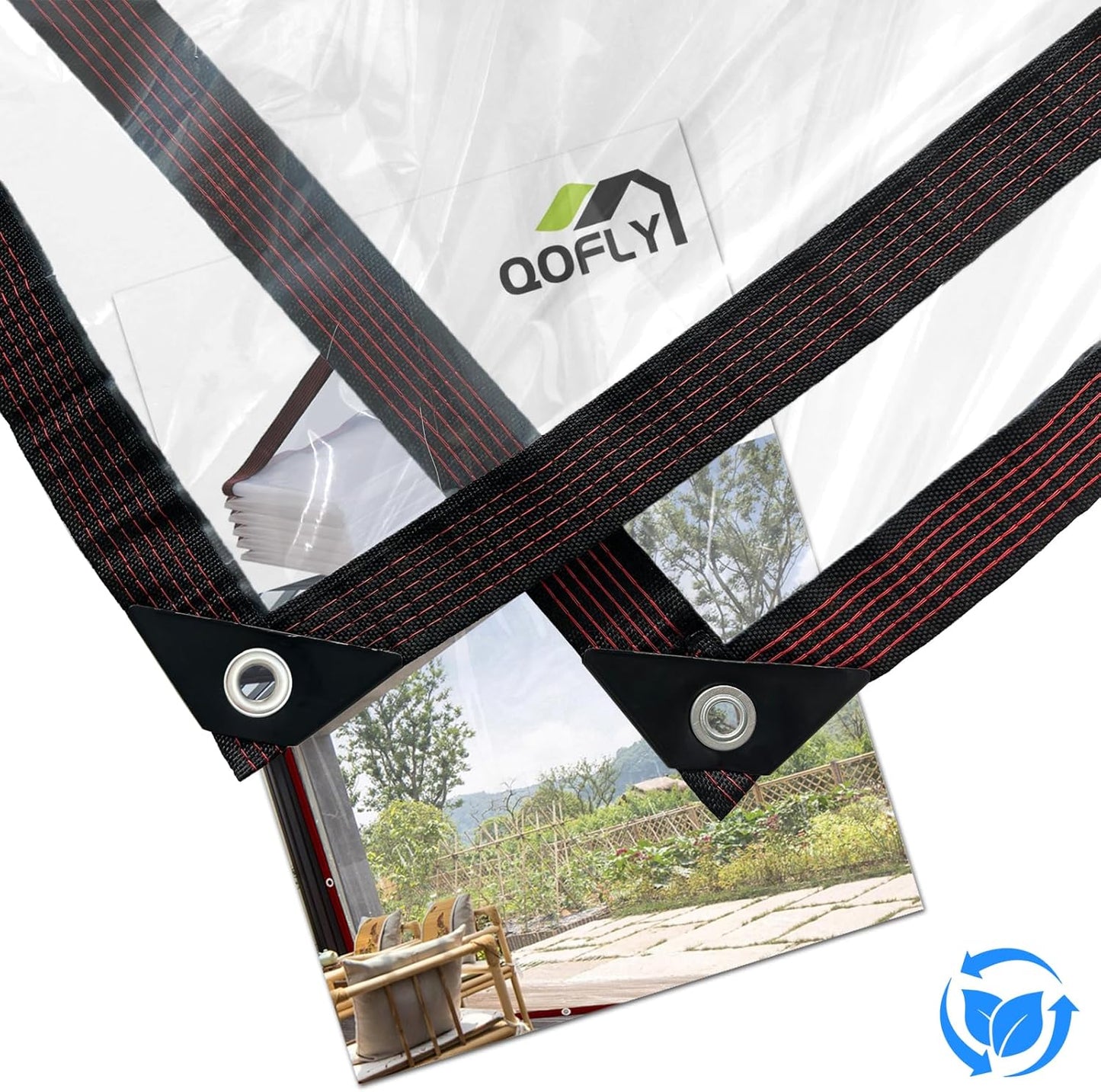 QOFLY 3 x 6 m brezents, ūdensizturīgs, caurspīdīgs ar cilpiņām, caurspīdīgs brezents lietošanai ārā, telts caurspīdīgs brezents, dārzs, telts brezents, brezents, lietošanai ārā, salizturīgs - Carlat