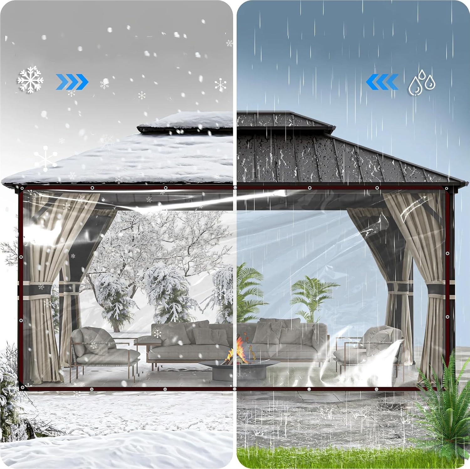 QOFLY 3 x 6 m brezents, ūdensizturīgs, caurspīdīgs ar cilpiņām, caurspīdīgs brezents lietošanai ārā, telts caurspīdīgs brezents, dārzs, telts brezents, brezents, lietošanai ārā, salizturīgs - Carlat