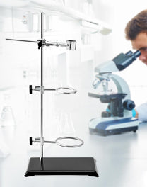 QWORK® Laboratory Stand Holder 13 x 21 cm, Bar Length 50 cm, Clamps and Sleeves (Diameter 5 cm/7.3 cm), for Scientific Experiments - Carlat
