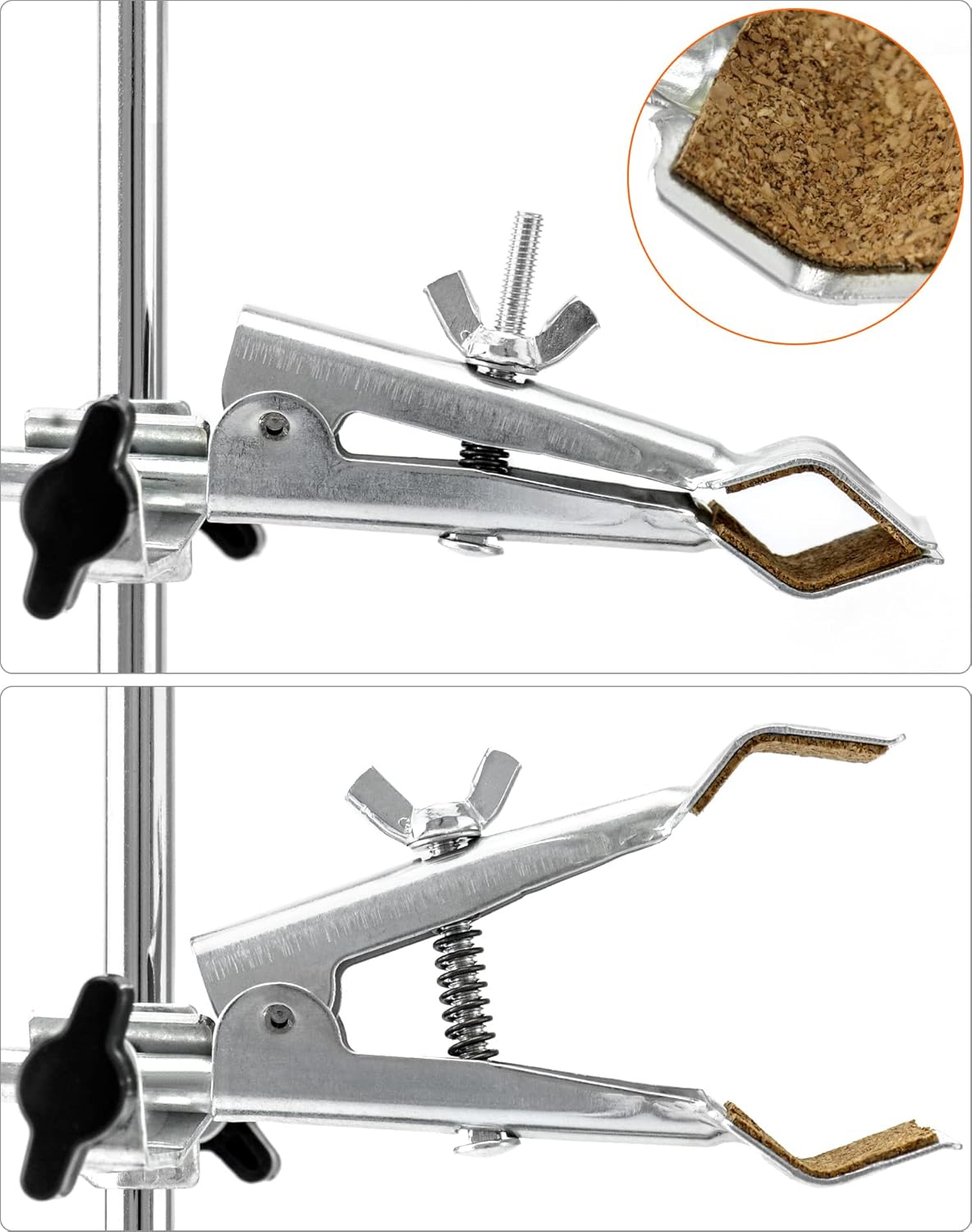 QWORK® Laboratory Stand Holder 13 x 21 cm, Bar Length 50 cm, Clamps and Sleeves (Diameter 5 cm/7.3 cm), for Scientific Experiments - Carlat
