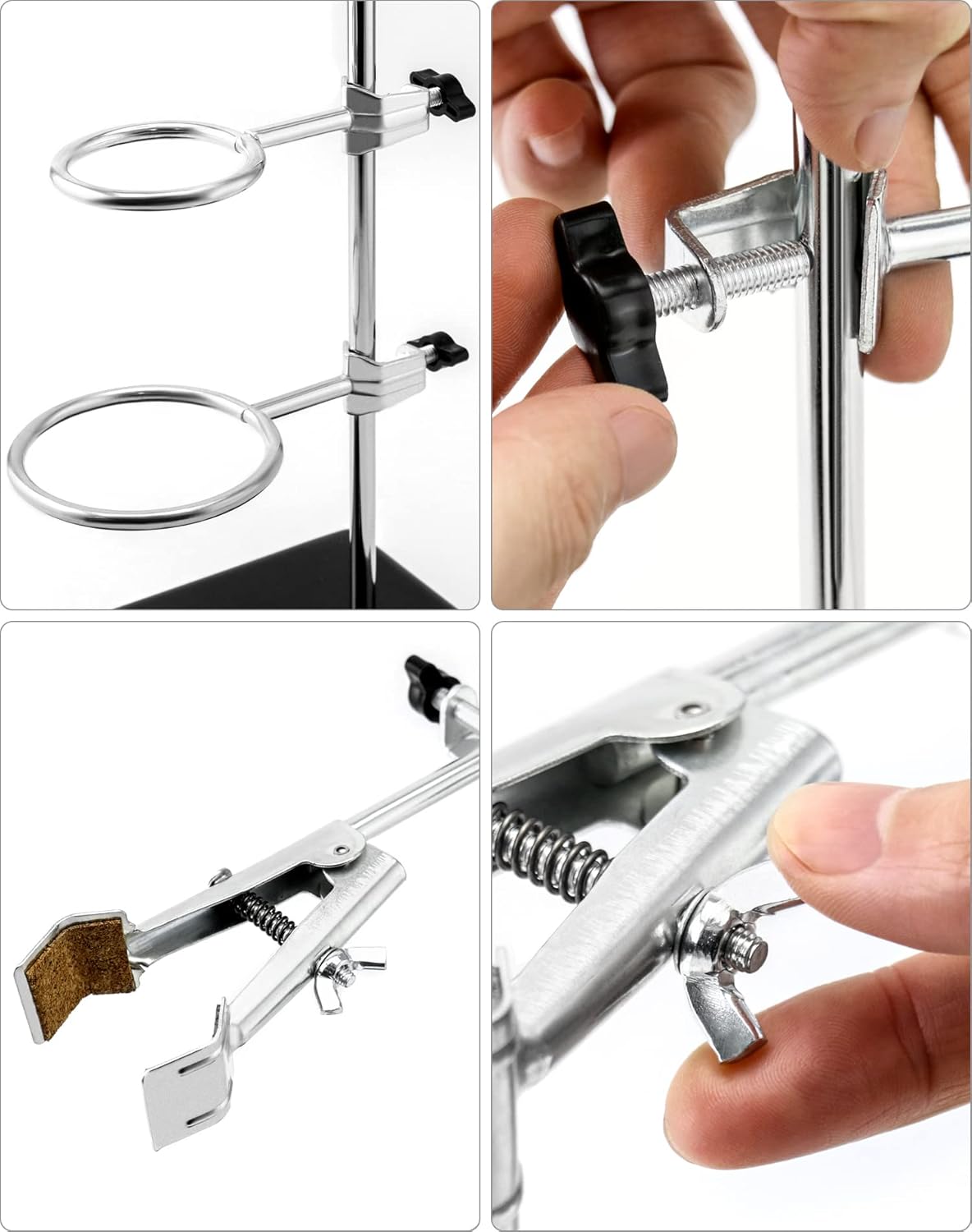 QWORK® Laboratory Stand Holder 13 x 21 cm, Bar Length 50 cm, Clamps and Sleeves (Diameter 5 cm/7.3 cm), for Scientific Experiments - Carlat