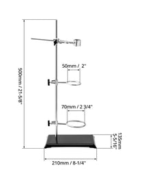 QWORK® Laboratory Stand Holder 13 x 21 cm, Bar Length 50 cm, Clamps and Sleeves (Diameter 5 cm/7.3 cm), for Scientific Experiments - Carlat
