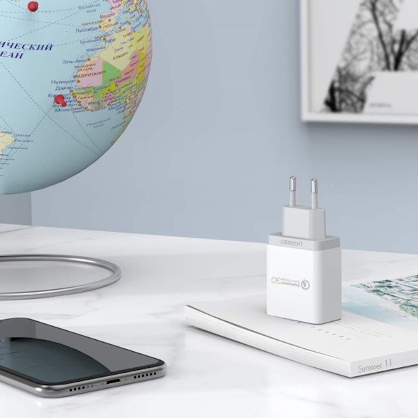 Quick Charge 3.0 18W 3A USB white fast charger - Carlat