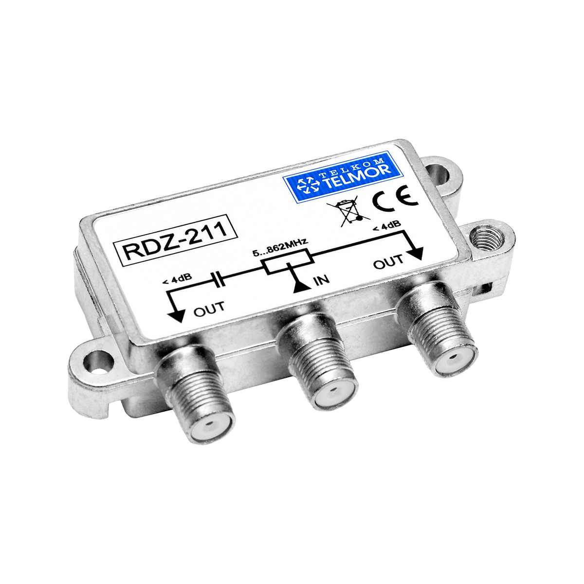RDZ-211 Dual Outdoor RF Splitter, 5–862 MHz, 4.0 dB F, Outdoor Level, TELKOM TELMOR - Carlat