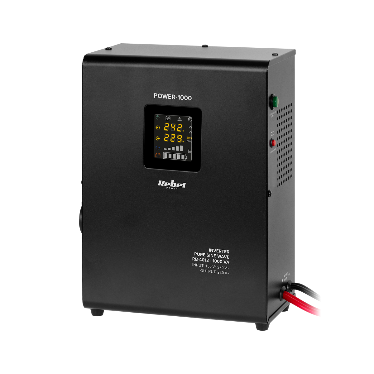 Rebel POWER-500 Wall-Mounted Emergency Power Supply - Inverter with Pure Sine Wave Output and Charging Function 12V 230V 500VA/300W - Carlat
