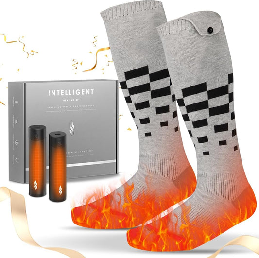 Rechargeable Heated Set, Heated Socks and Hand Warmers for Men, 2 Packs 6000 mAh Electric Foot Warmer Gifts for Camping, Hunting, Fishing and Outdoor Activities, Winter Gift for Men - Carlat
