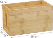 Relaxdays Bamboo Cable Box, Multi-Purpose, Compact, Universal, Practical Cable Management, 14 x 25.5 x 14 cm, (H x W x D), Natural - Carlat