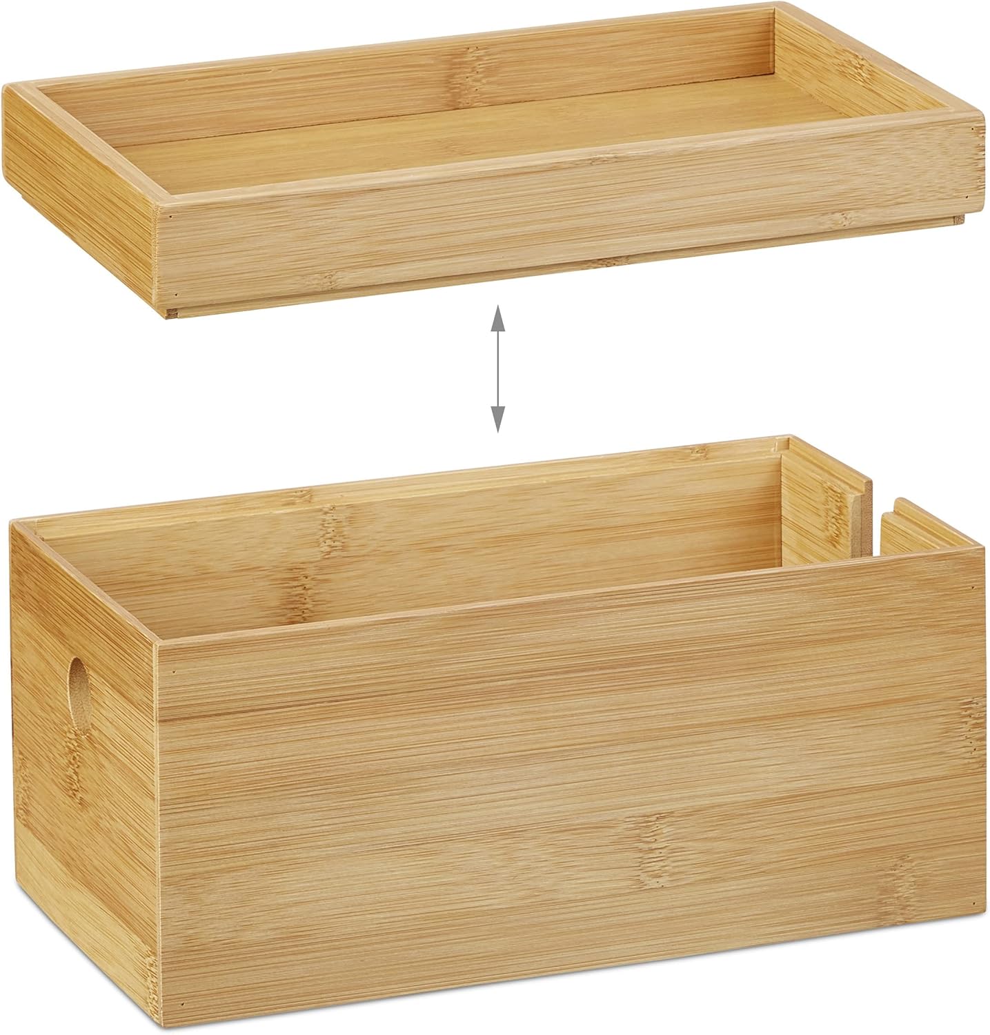 Relaxdays Bamboo Cable Box, Multi-Purpose, Compact, Universal, Practical Cable Management, 14 x 25.5 x 14 cm, (H x W x D), Natural - Carlat