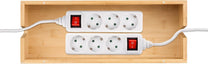 Relaxdays Cable Box for 2 Power Strips, Bamboo, H x W x D: 15.5 x 42 x 16 cm, Hide Cables, Socket Box, Natural - Carlat