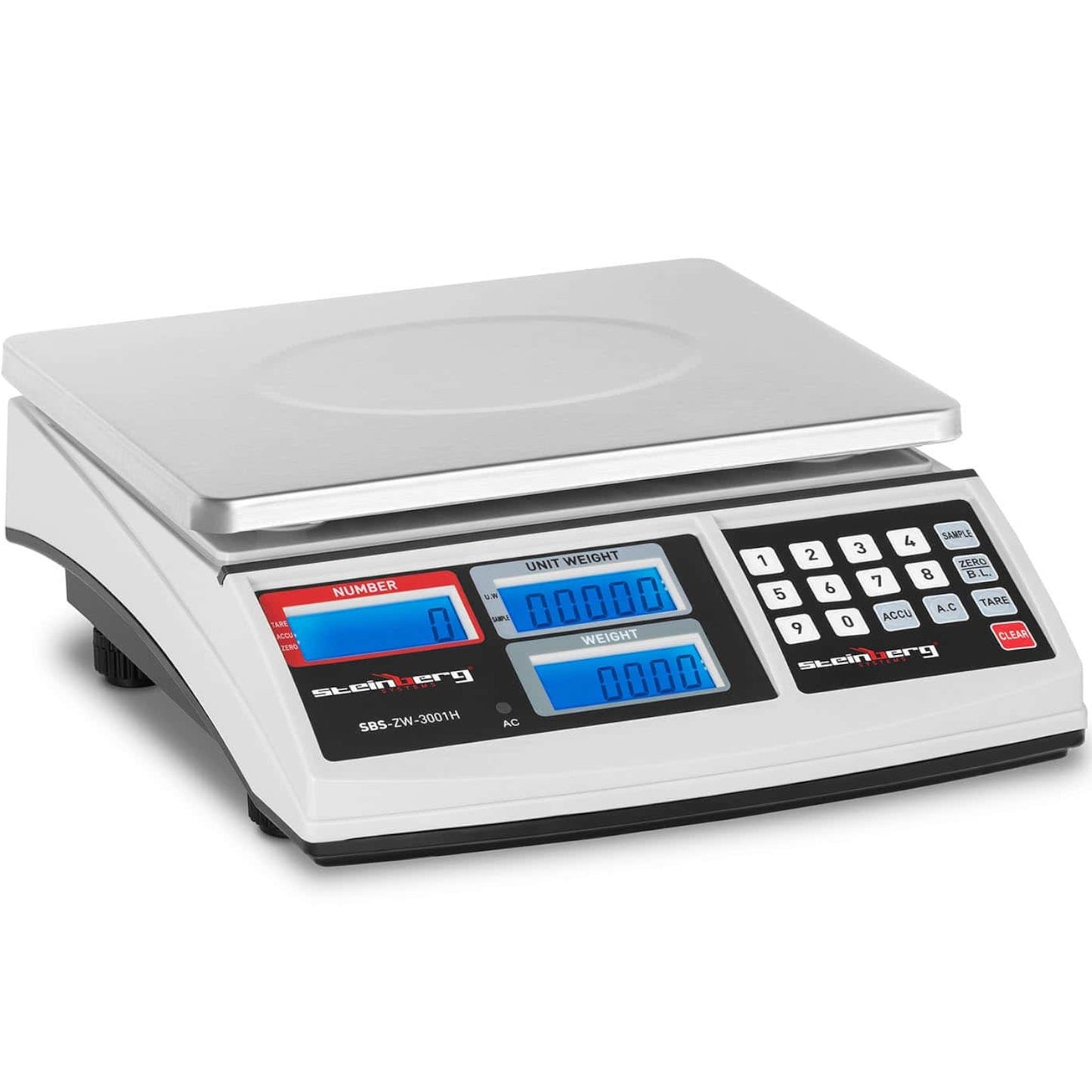 Retail – Waga kontrolna zliczająca sztuki SBS-ZW-3001H LCD do 30kg - Carlat