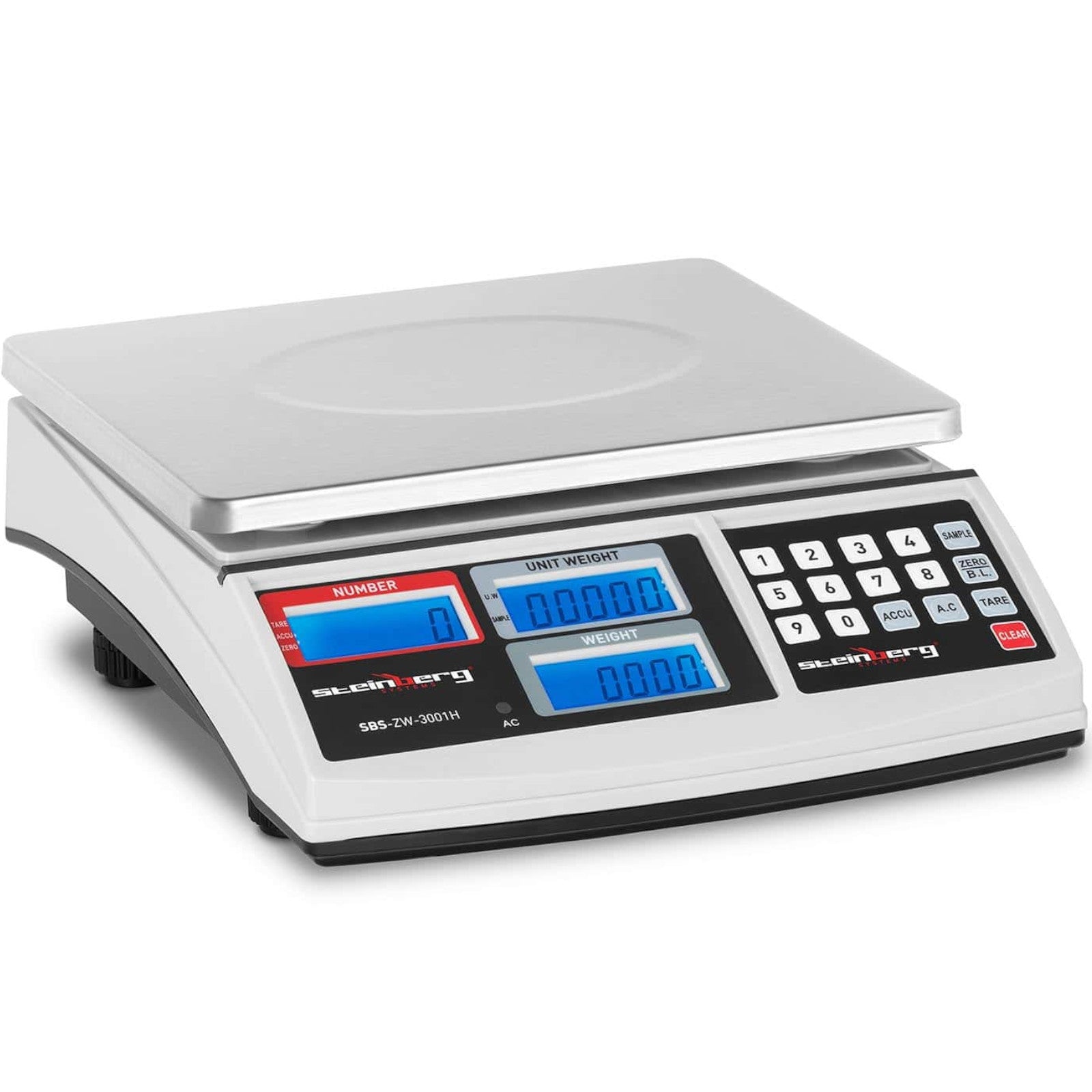 Retail – Waga kontrolna zliczająca sztuki SBS-ZW-3001H LCD do 30kg - Carlat