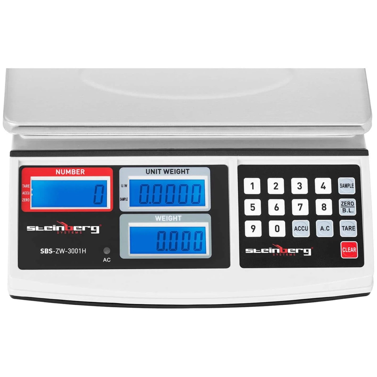 Retail – Waga kontrolna zliczająca sztuki SBS-ZW-3001H LCD do 30kg - Carlat