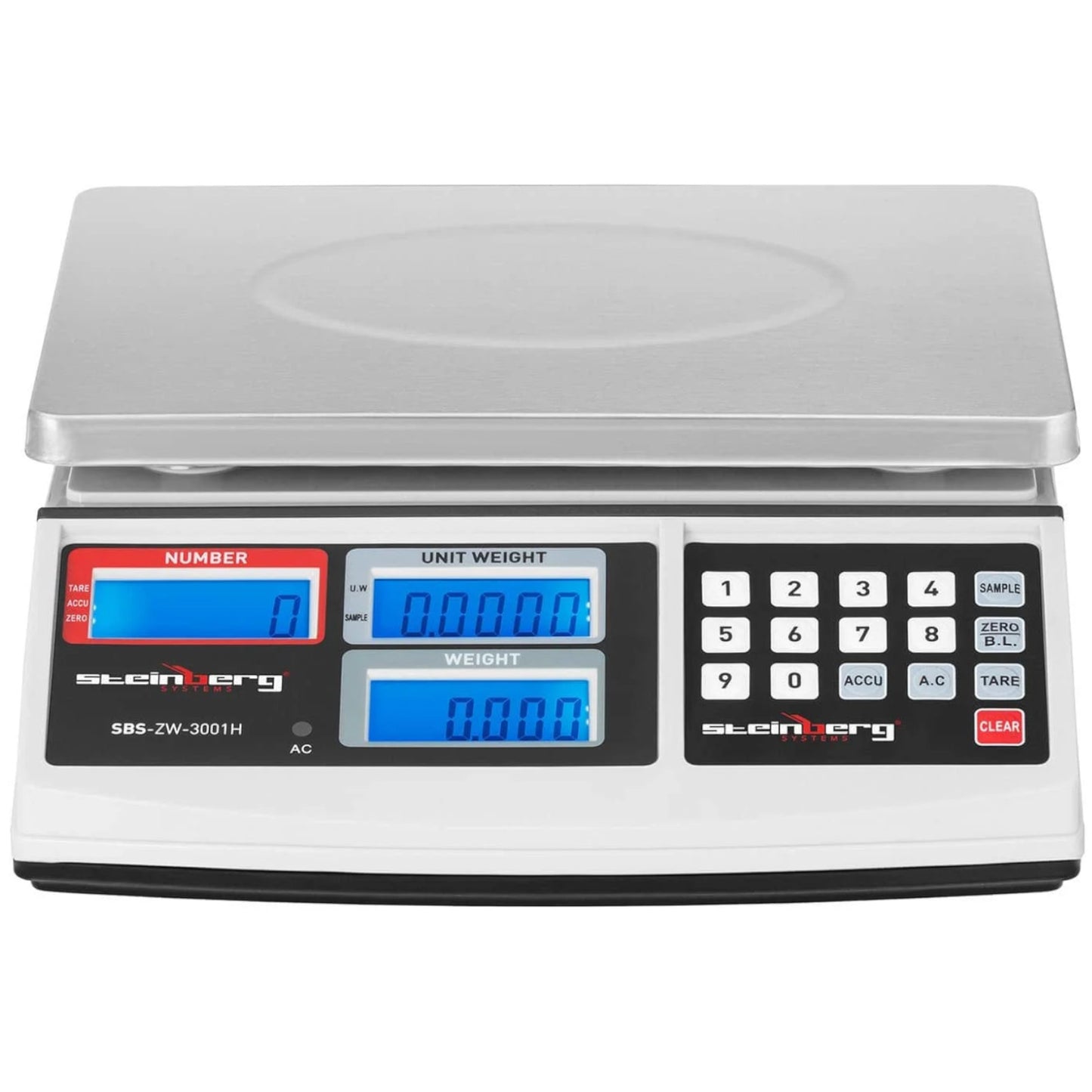 Retail – Waga kontrolna zliczająca sztuki SBS-ZW-3001H LCD do 30kg - Carlat