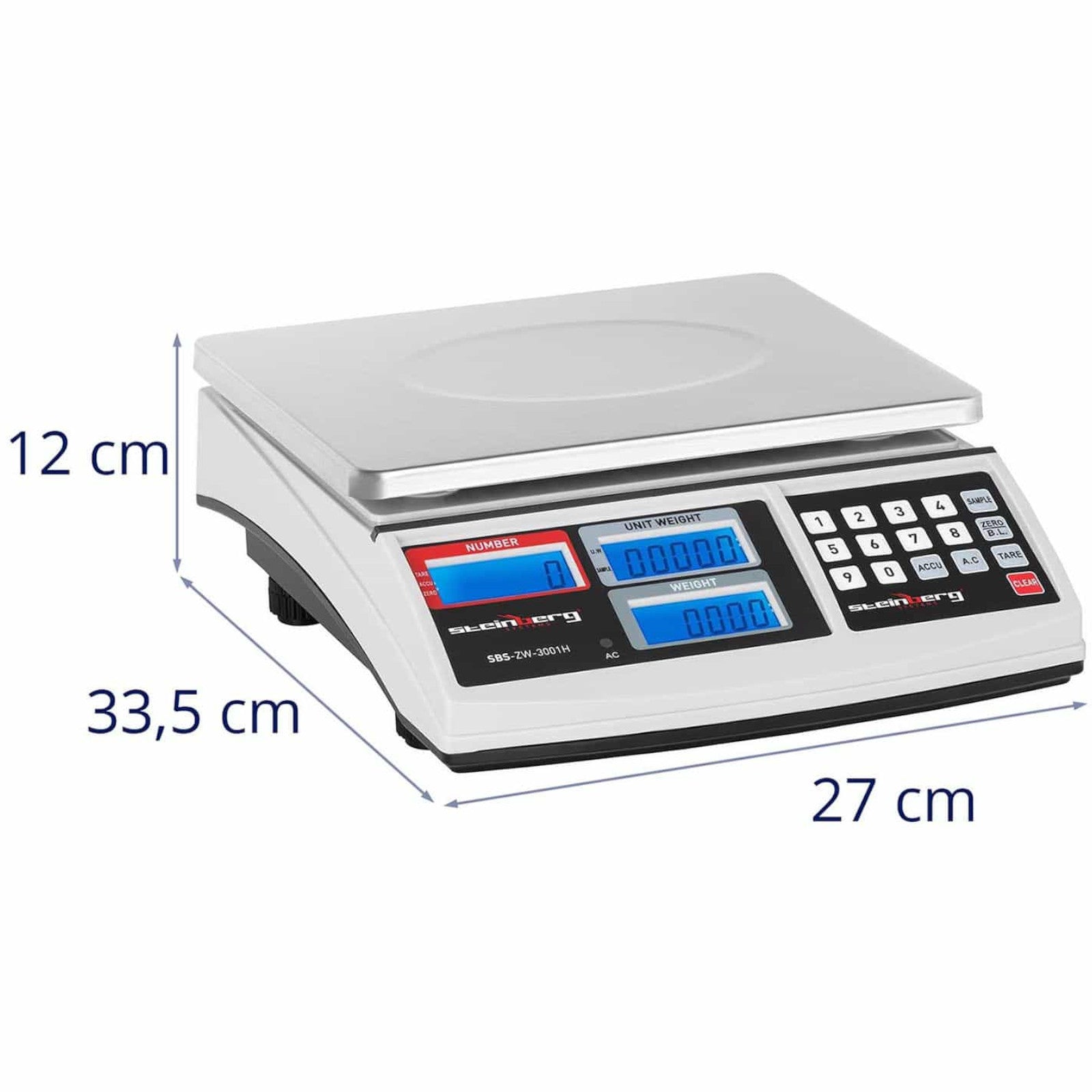 Retail – Waga kontrolna zliczająca sztuki SBS-ZW-3001H LCD do 30kg - Carlat