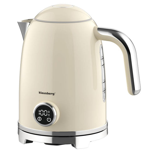 Retro Electric Kettle with Thermometer, LED Display, Beige, 1.7 L - Carlat