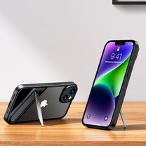 Rigid case with gel frame and built-in stand for iPhone 14 black - Carlat
