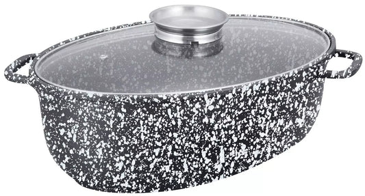 Roasting – 8-liter roasting pan with skillet, Klausberg gray marble finish - Carlat