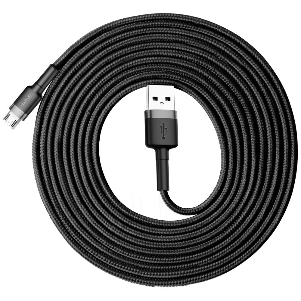 Robust nylon cable USB microUSB 2A 3M black and grey cable - Carlat