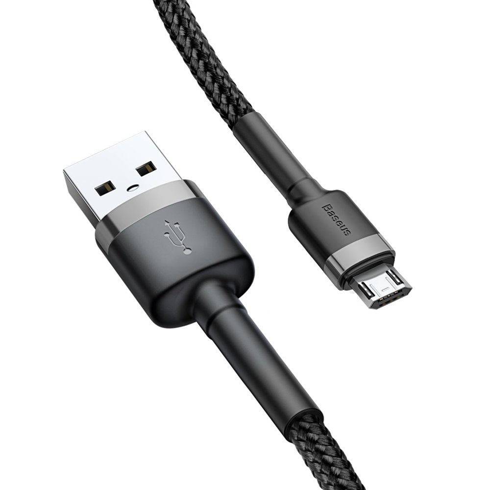Robust nylon cable USB microUSB 2A 3M black and grey cable - Carlat