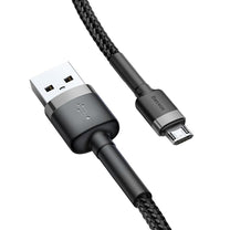 Robust nylon cable USB microUSB 2A 3M black and grey cable - Carlat