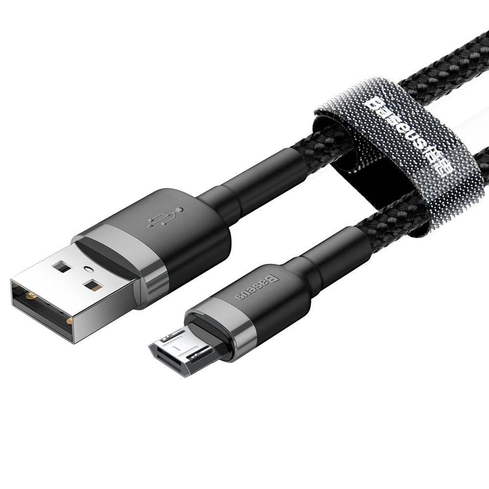 Robust nylon cable USB microUSB 2A 3M black and grey cable - Carlat