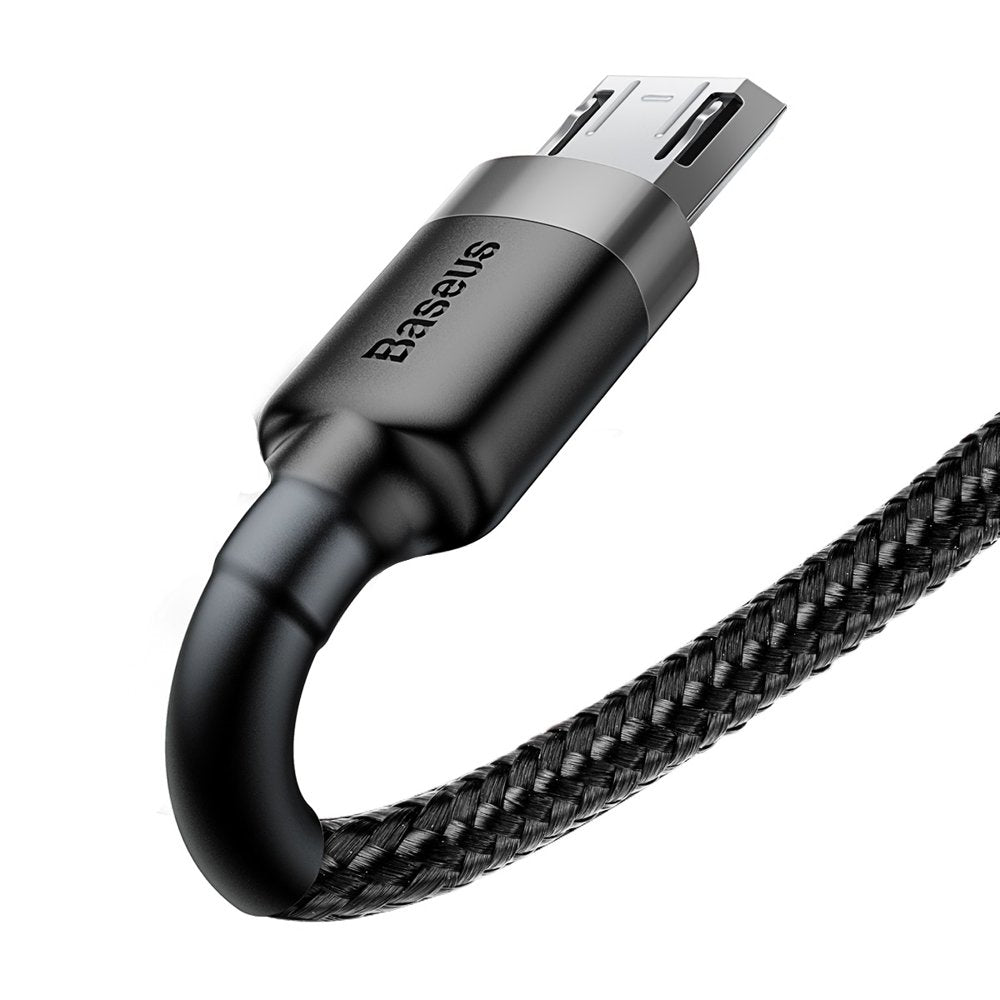 Robust nylon cable USB microUSB 2A 3M black and grey cable - Carlat