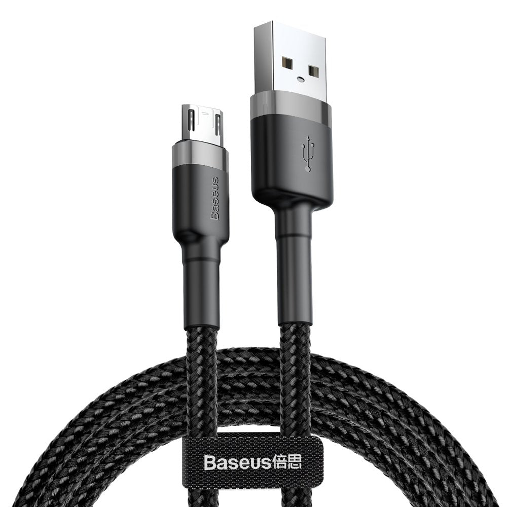 Robust nylon cable USB microUSB 2A 3M black and grey cable - Carlat